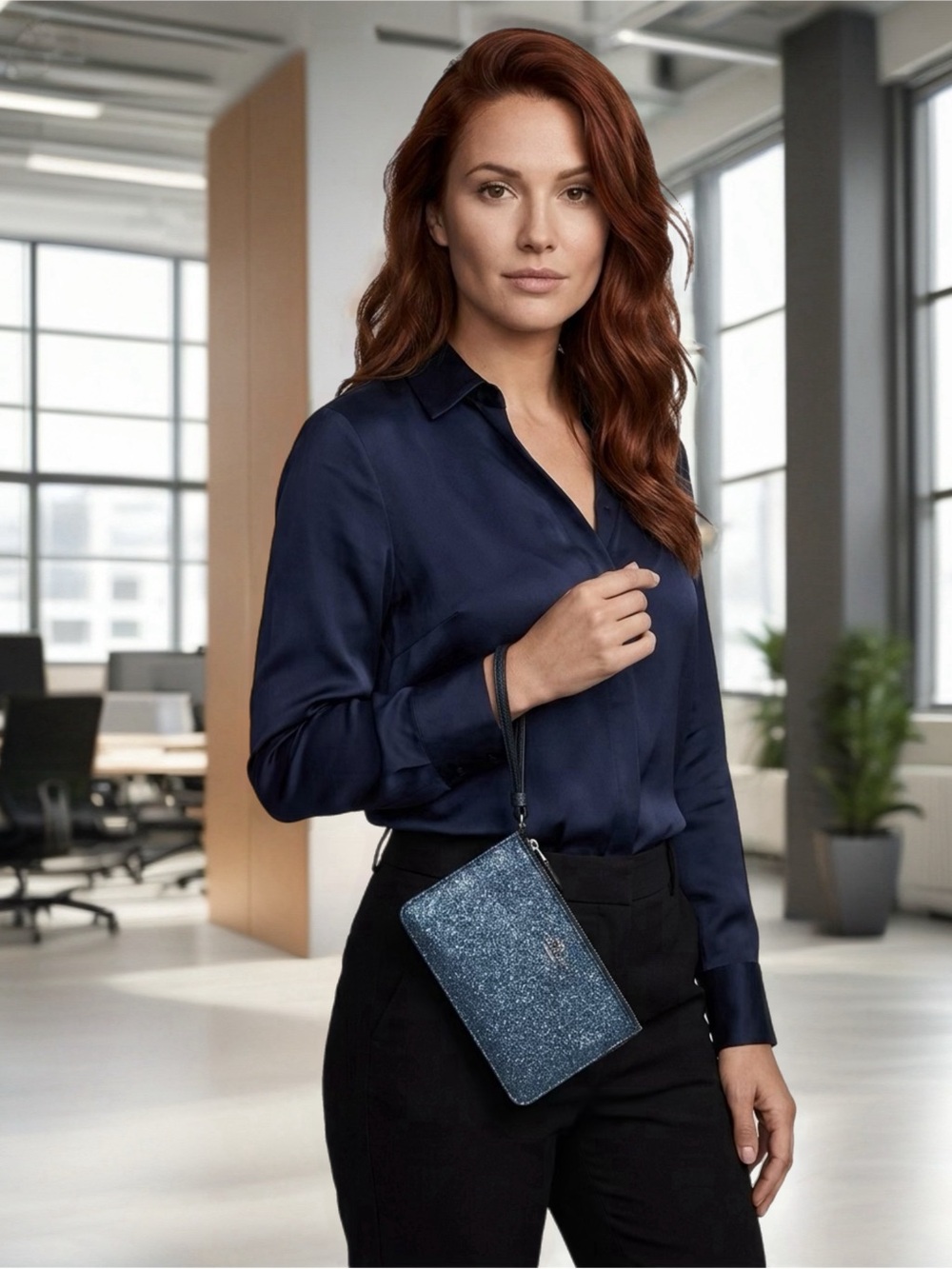 Coach Glitter Wristlet Clutch - Navy Spakle 🌟